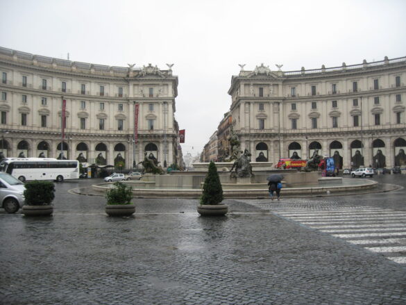 Piazza della Repubblica is at the top of the road from Via Nazionale